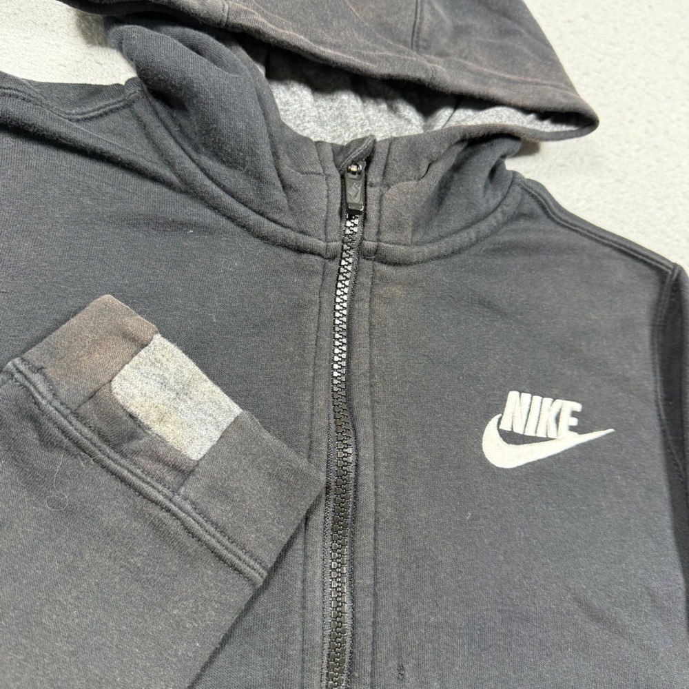 Nike Full Zip Hoodie Black Grey Colorblock Fleece Sweatshirt Boys XL